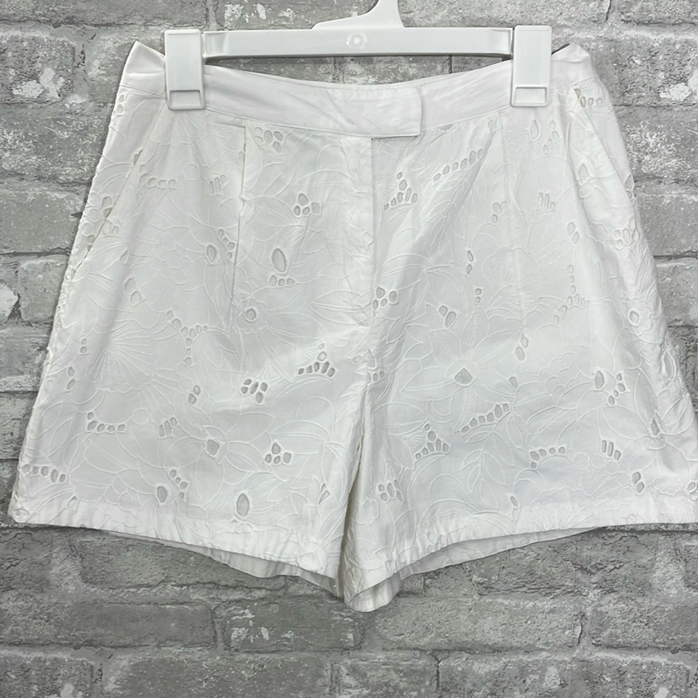 French Connection White Eyelet Shorts